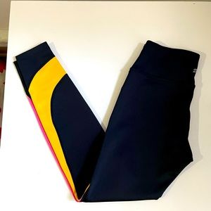 PELOTON workout pants. New W/out Tags. Black with pink&yellow color blocking. XS
